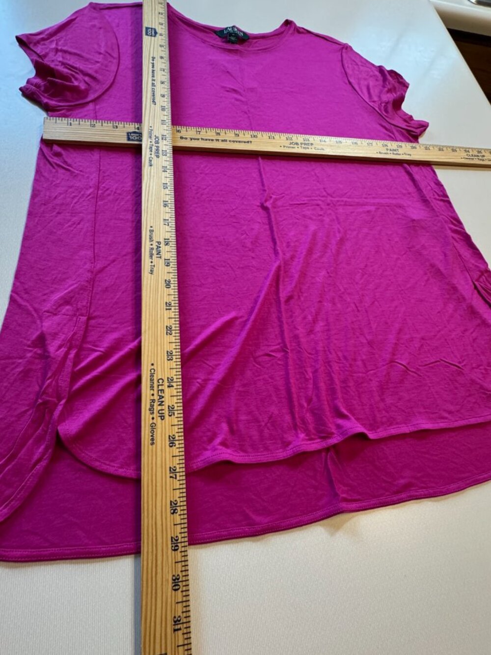 Lauren Ralph Lauren Tunic Tee Womens Size 1X Bright Pink Lightweight Side Slits - Picture 3 of 8